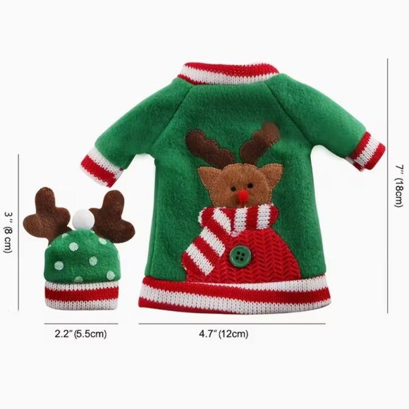 3pcs Ugly Sweater Christmas Wine Bottle Covers, Holiday Bottle Sweater Cover - Picture 4 of 5